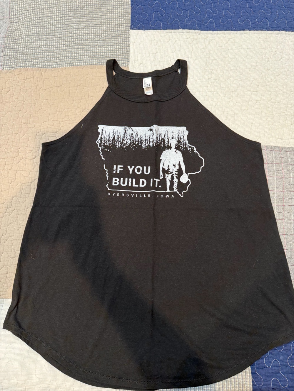 District Black Graphic Racerback Tank with White 'If You Build It' Print